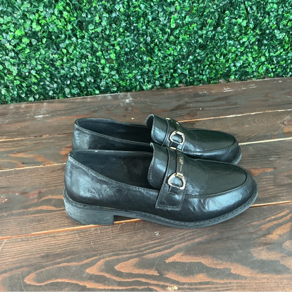Black Loafers with Gold Buckle‎